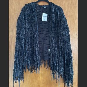 NWT Forever21 black fringe cardigan